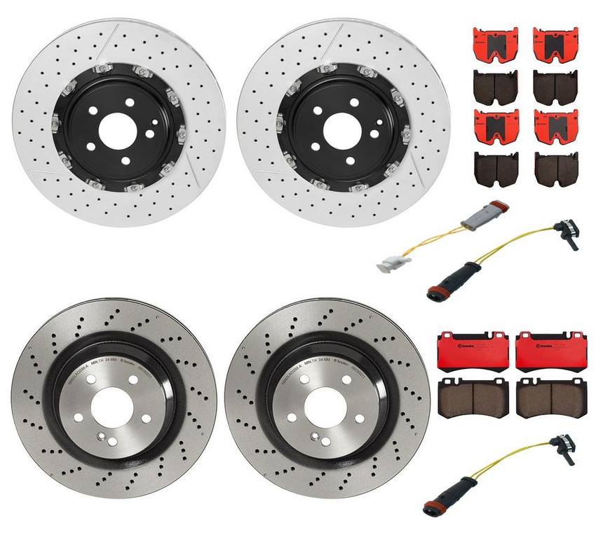 Mercedes Brakes Kit - Pads & Rotors Front and Rear (380mm/330mm) (Ceramic) 2304210912 - Brembo 2864604KIT